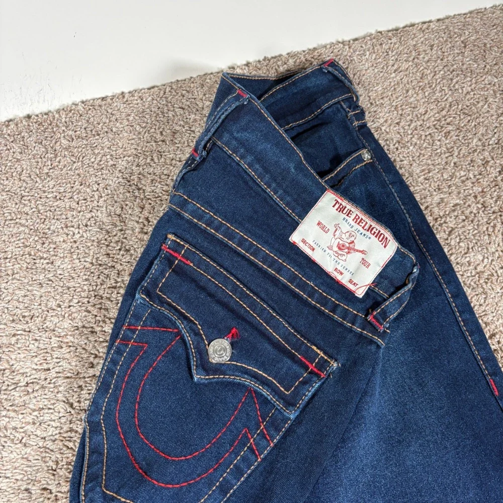 True Religion Rocco Relaxed Skinny Jeans Flap Pocket Stitch Mens 34 x 31